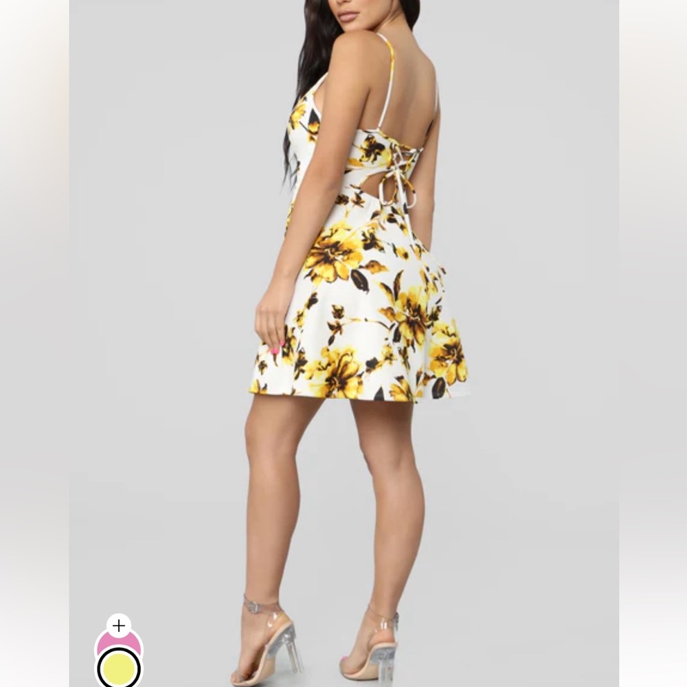 Fashion Nova Yellow and Black Floral Dress